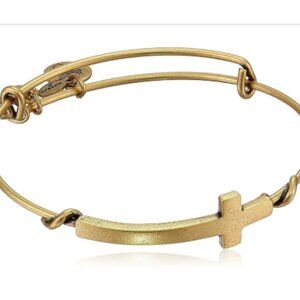 Alex and Ani Gold Cross Bracelet Spiritual Warrior Bracelet EUC Gold Bangle